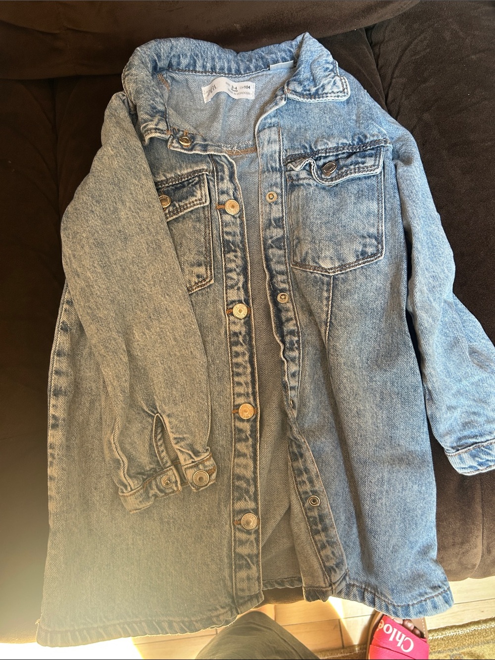 Zara 3-4 Light Wash Denim dress in Faded Blue